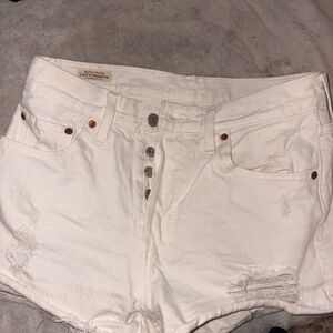 Levi's White Distressed Jean Shorts